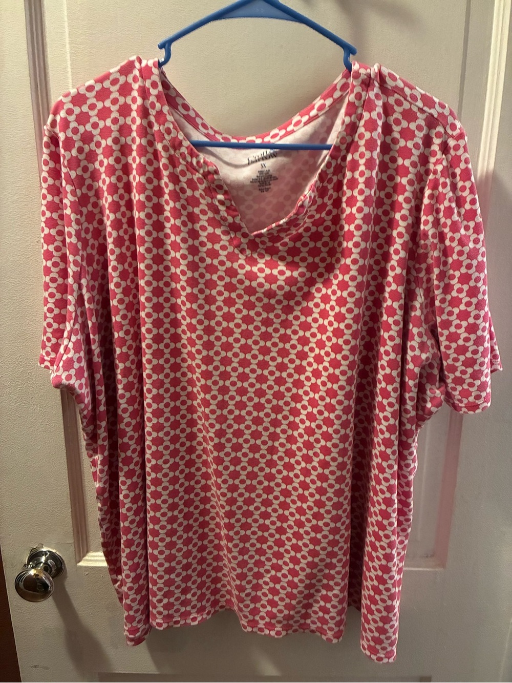 croft & barrow Pink and White Short-Sleeve Patterned Top